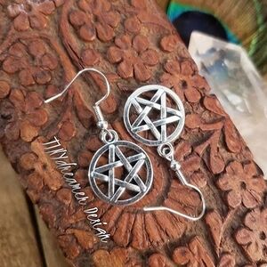 Silver Pentagram earrings Witchy earrings Occult Samhain Halloween Witch jewelry